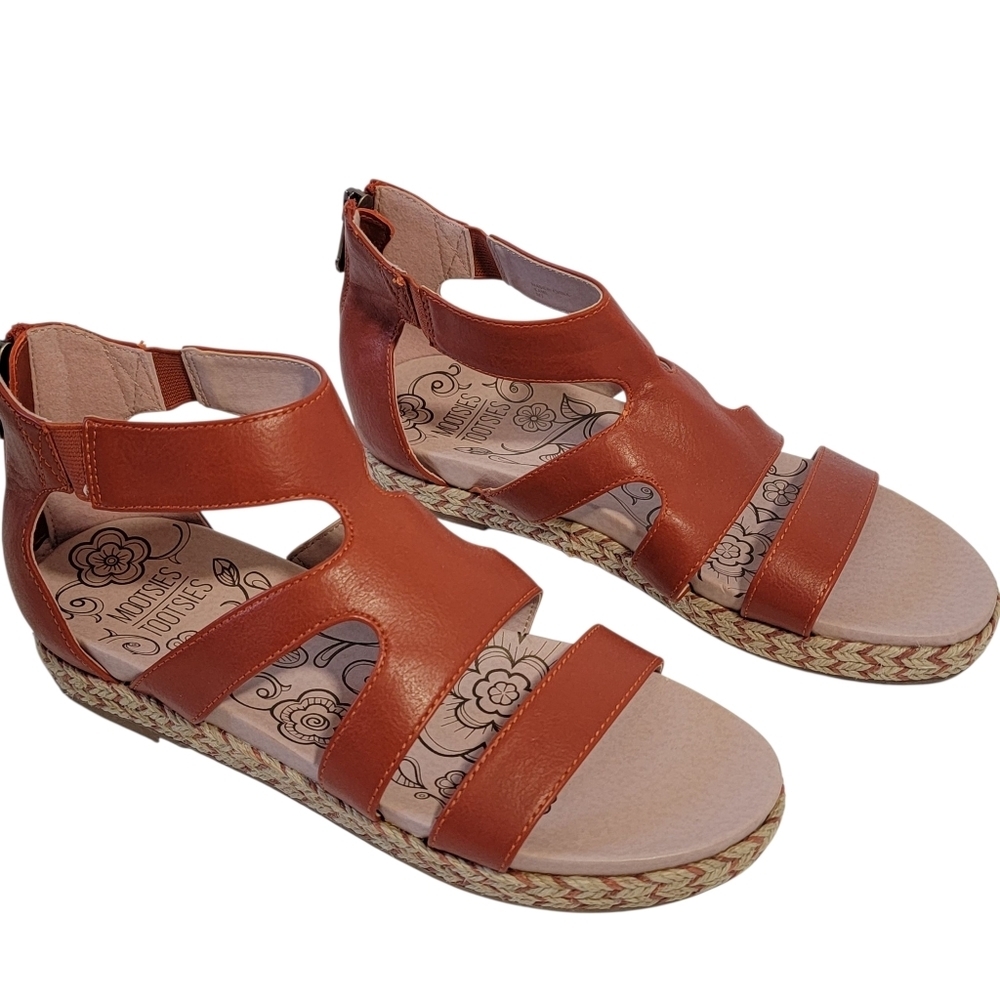 NEW MOOTSIES TOOTSIES Kami Espadrille Sandals Sz 8 Orange Ankle Strap Comfy